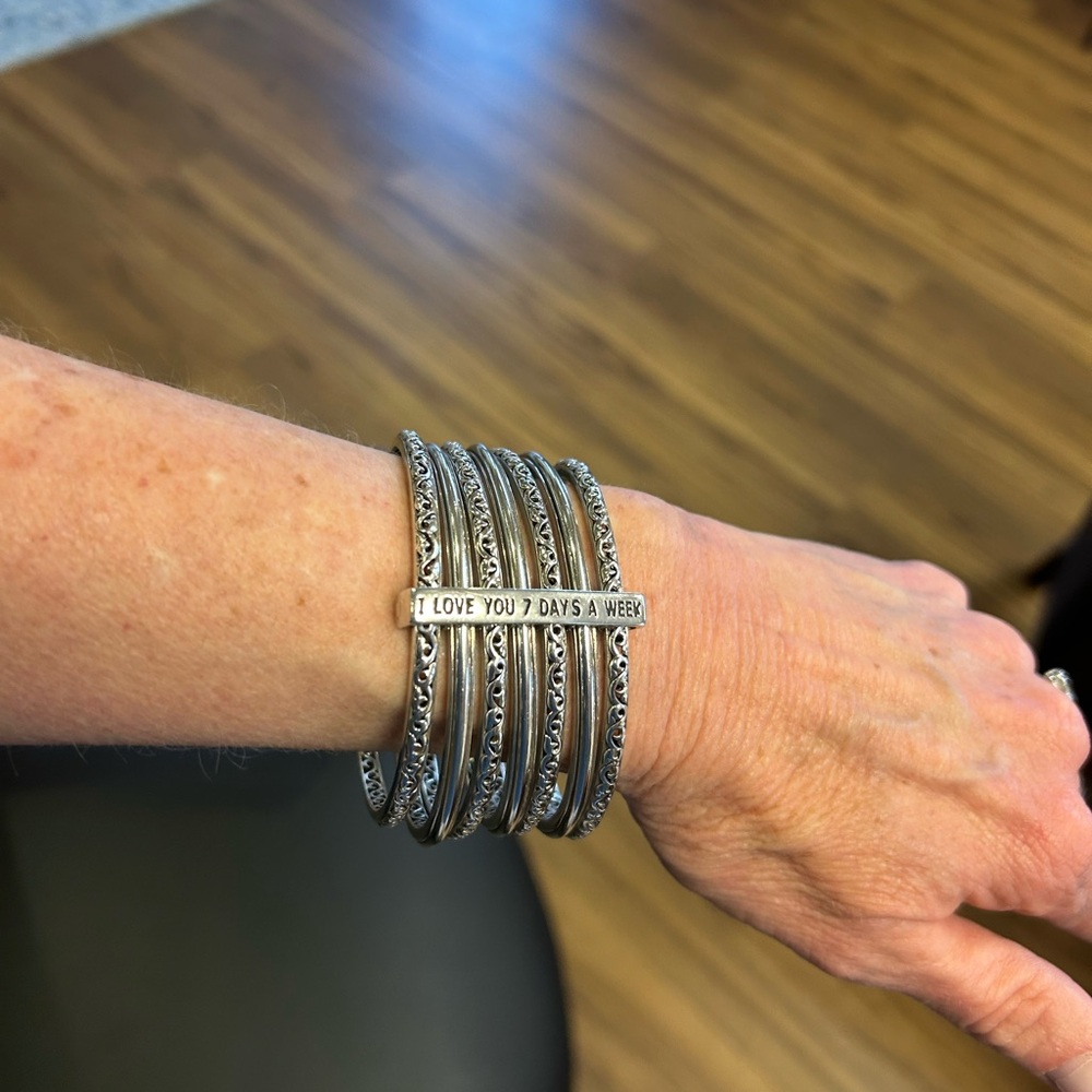 Silver-Tone Multi-Band Statement Cuff Bracelet - image 2